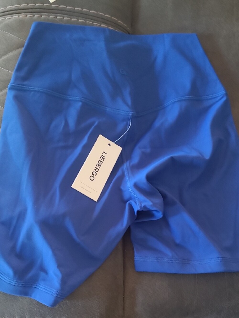 High-Rise Women’s Bike Shorts - Blue - Picture 2 of 3